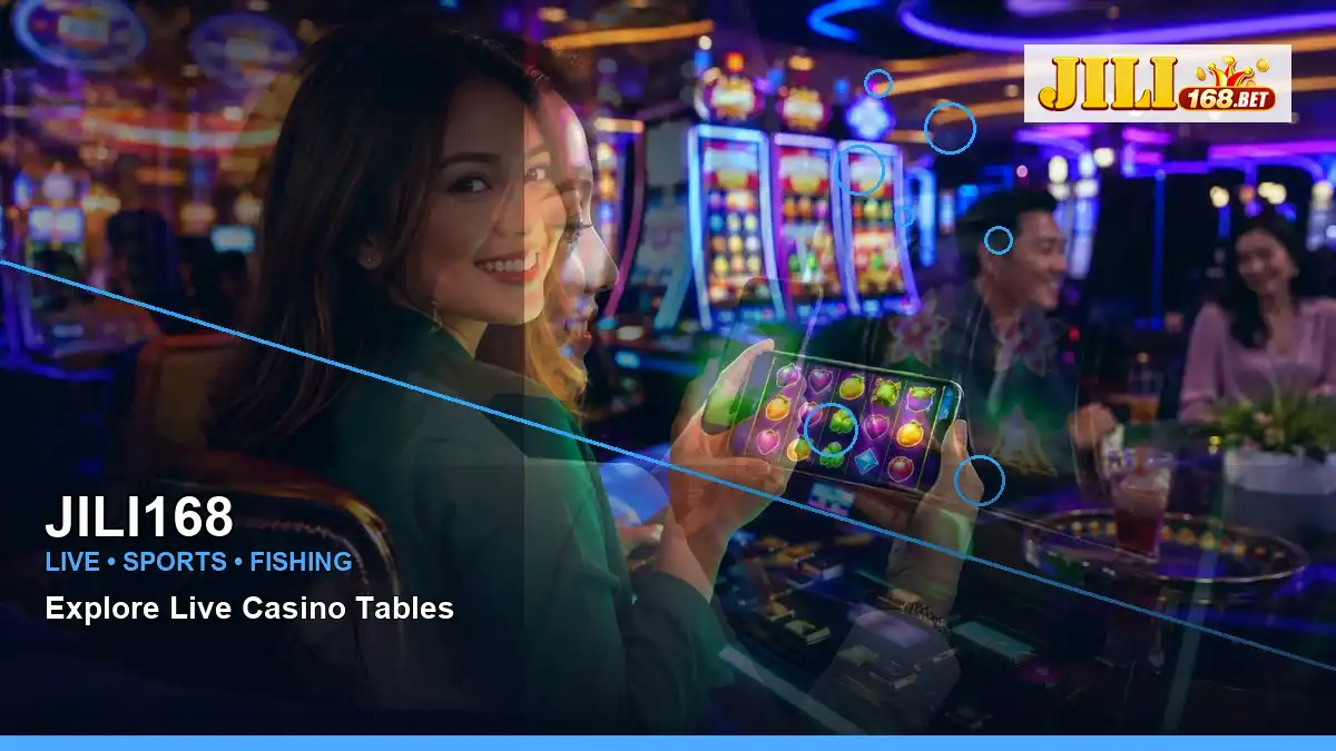 JILI168 high-energy mobile casino app in a left-diagonal layout for Philippine players