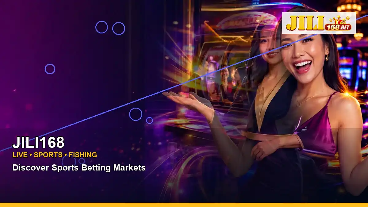 JILI168 night online slot games featuring an adult Filipina casino host with a right-framed composition